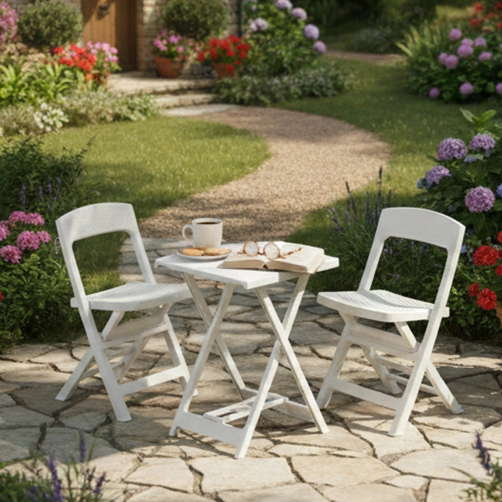 Salottino Outdoor Cassville, set Salotto da Esterno 2 Posti Made in Italy, Bianco
