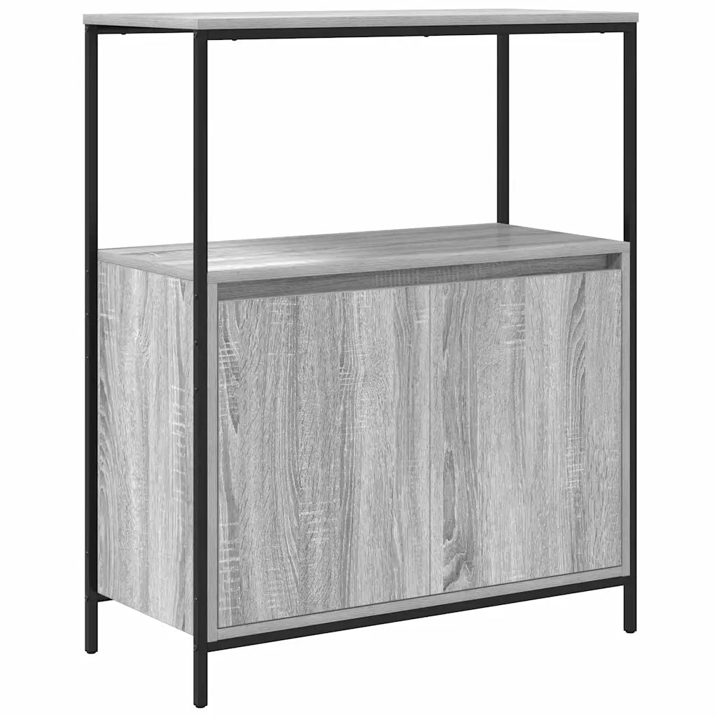 Set di mobili per il bagno con porta 5 pcs Grigio Sonoma e Nero 3328387