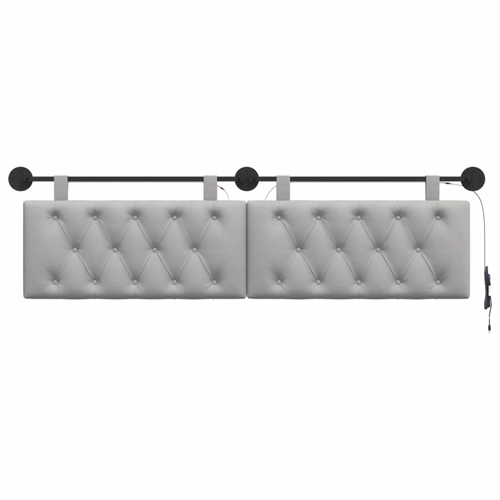 Testiera sospesa Con luce LED Grigio Nuvola Tessuto