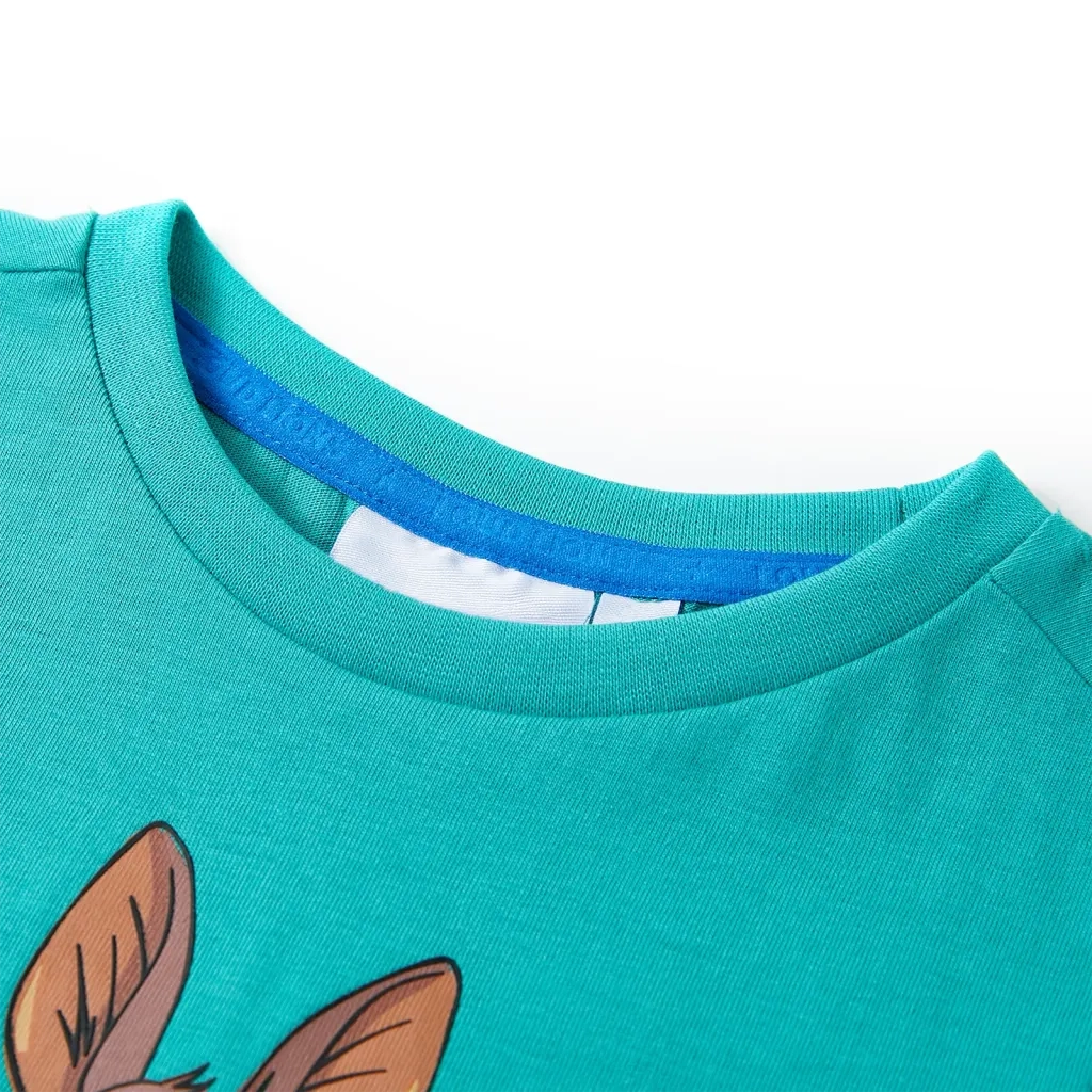 Maglietta da Bambino a Maniche Corte Menta Scuro 140cod mxl 133756