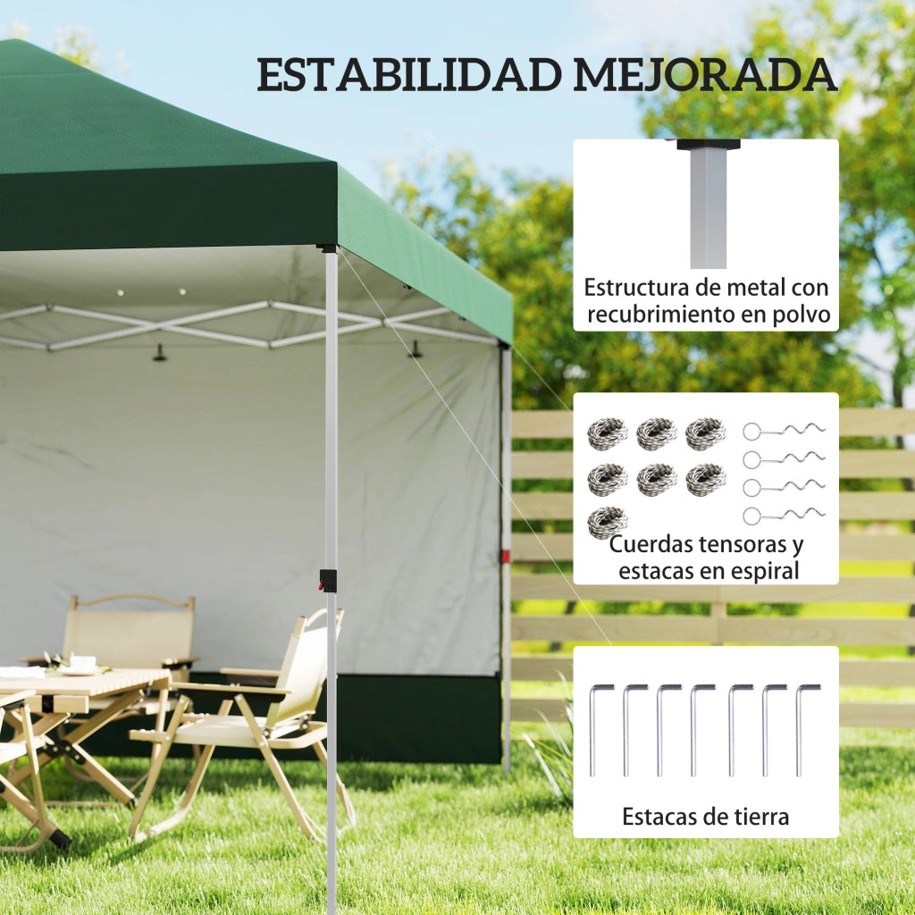 Carpa Pieghevole 3x3 m ¨C zephmum ¨C Verde con Pared Lateral UPF50+