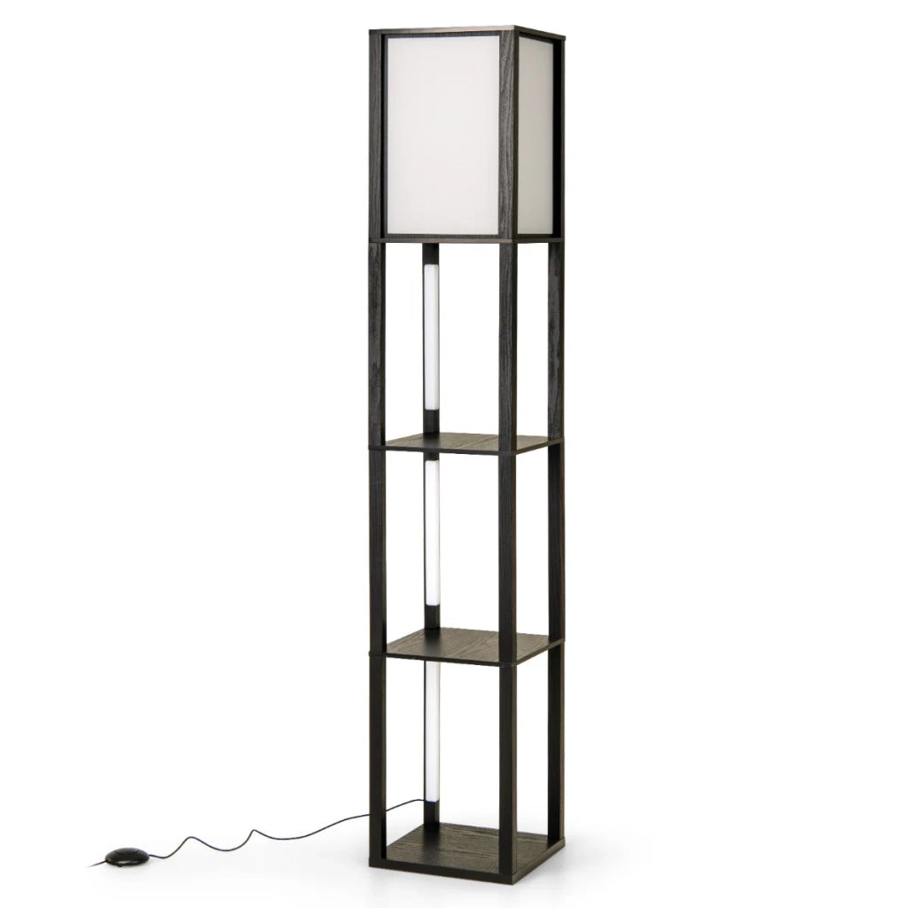 Lampada da terra con ripiani 29 x 29 x 163 cm illuminazione regolabile atmosfera accogliente stile moderno MDF nero 20_0012302
