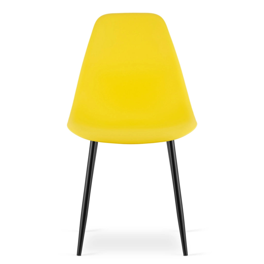 Set di 4 Sedie WAT Scandinave Gialle con Gambe Nere
