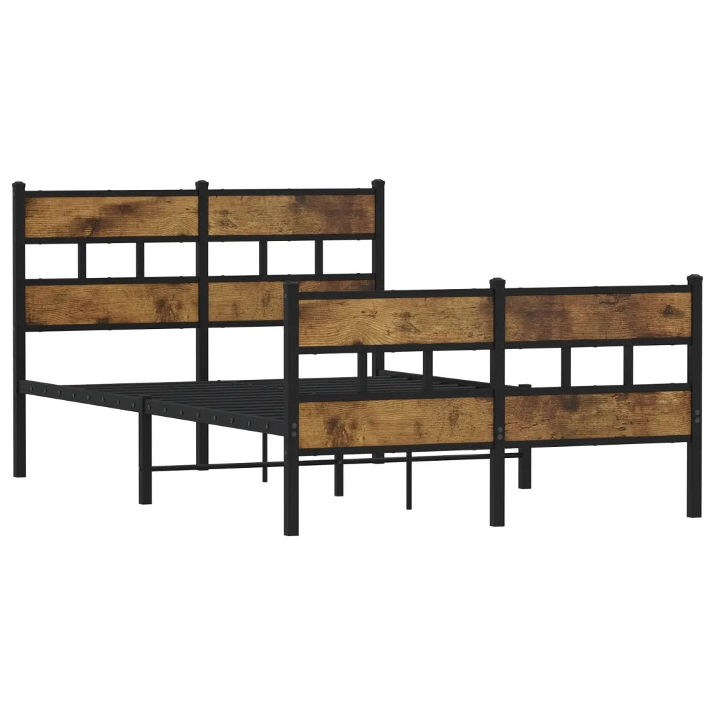 vidaXL Giroletto senza Materasso in Metallo Rovere Fumo 120x190 cm