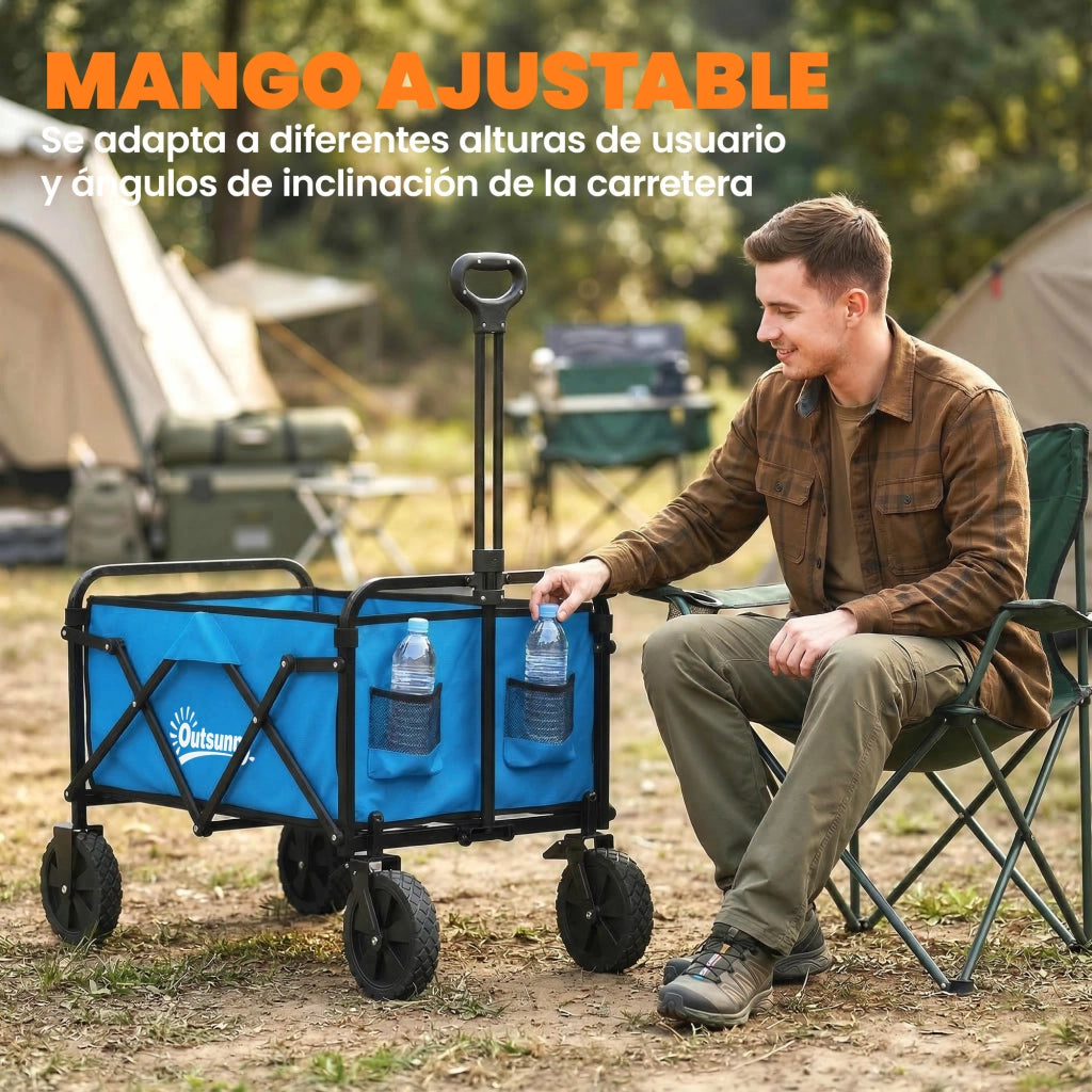 Carrello da Giardino Pieghevole con Ruote Bloccabili ¨C zephmum ¨C 85x50x99 cm Blu