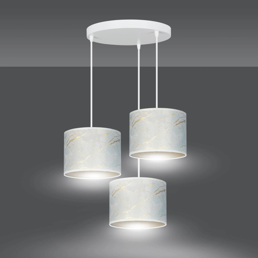 Lampadario Emibig Broddi 3 3xE27 bianco oro tessuto