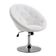 Sgabello da Lavoro, Sgabello Girevole, Sedia da Ufficio, Cromato, Regolabile in Altezza, PU e Acciaio, 56x71x78,5-90,5 cm, Bianco