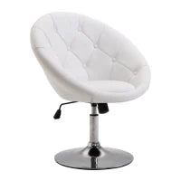 Sgabello da Lavoro, Sgabello Girevole, Sedia da Ufficio, Cromato, Regolabile in Altezza, PU e Acciaio, 56x71x78,5-90,5 cm, Bianco