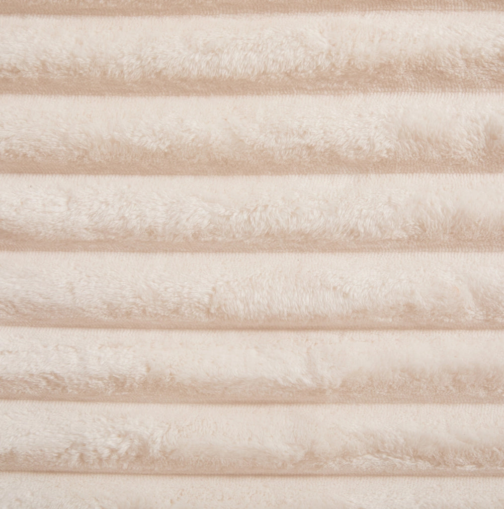 Divano componibile in tessuto corduroy beige 273x98x87 cm; con tasche laterali e portabicchieri