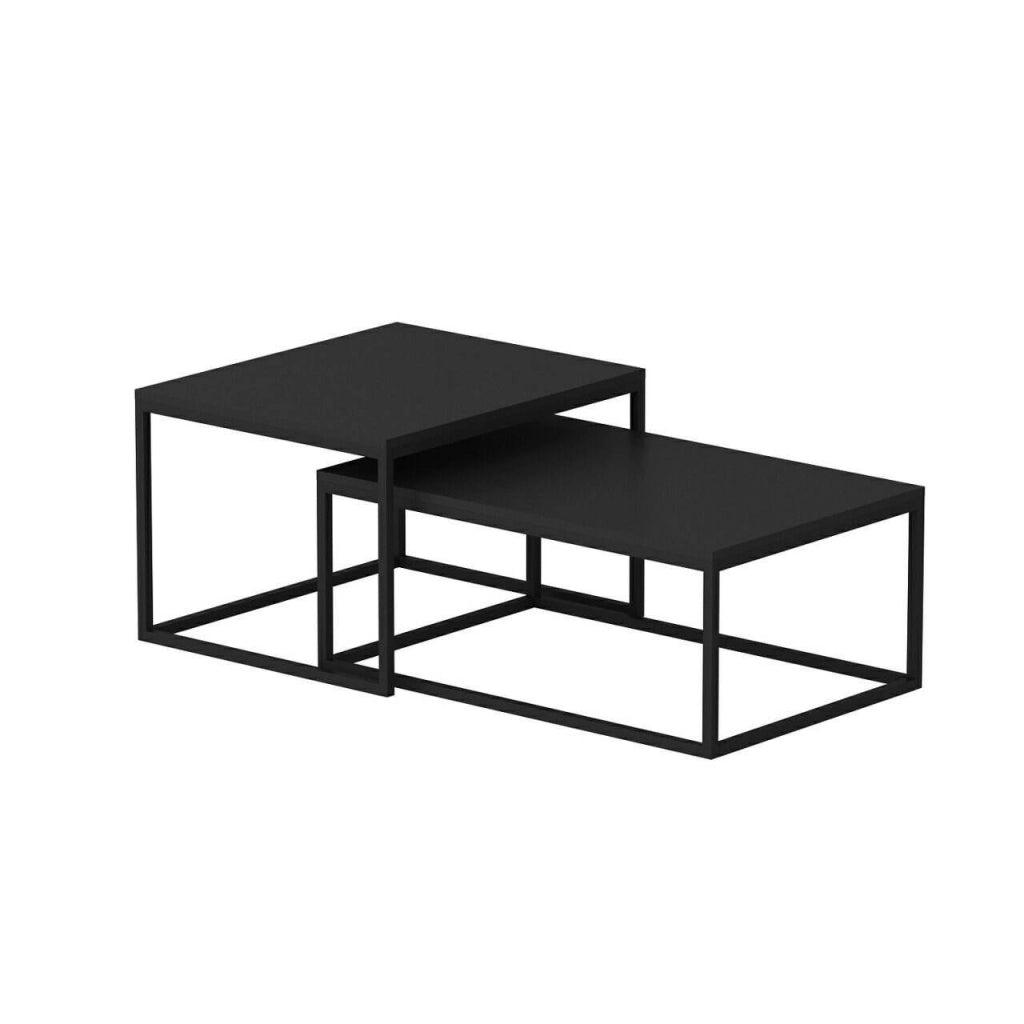 Liro, Tavolino da Salotto Forma Rettangolare, 37x72x45h cm Nero