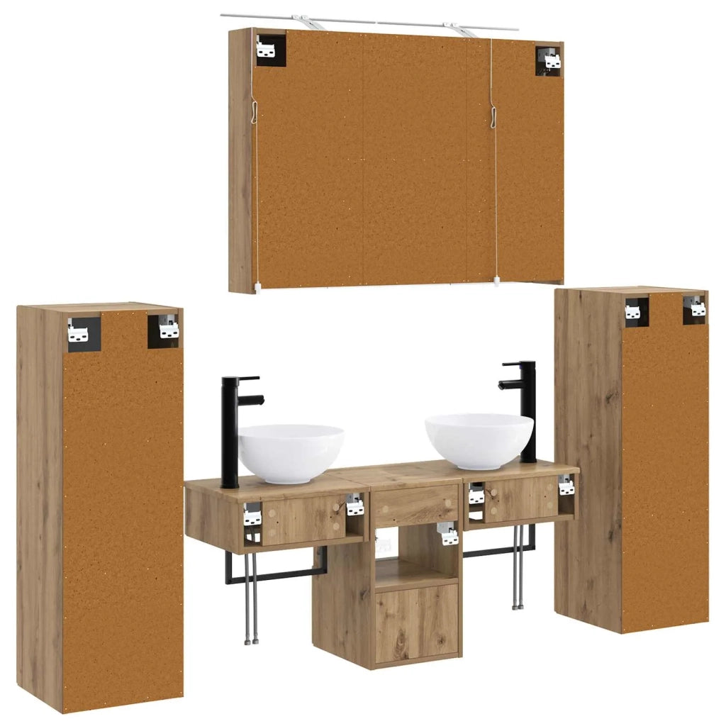 Set di mobili per il bagno 6 pcs Rovere Artigianale 3407118