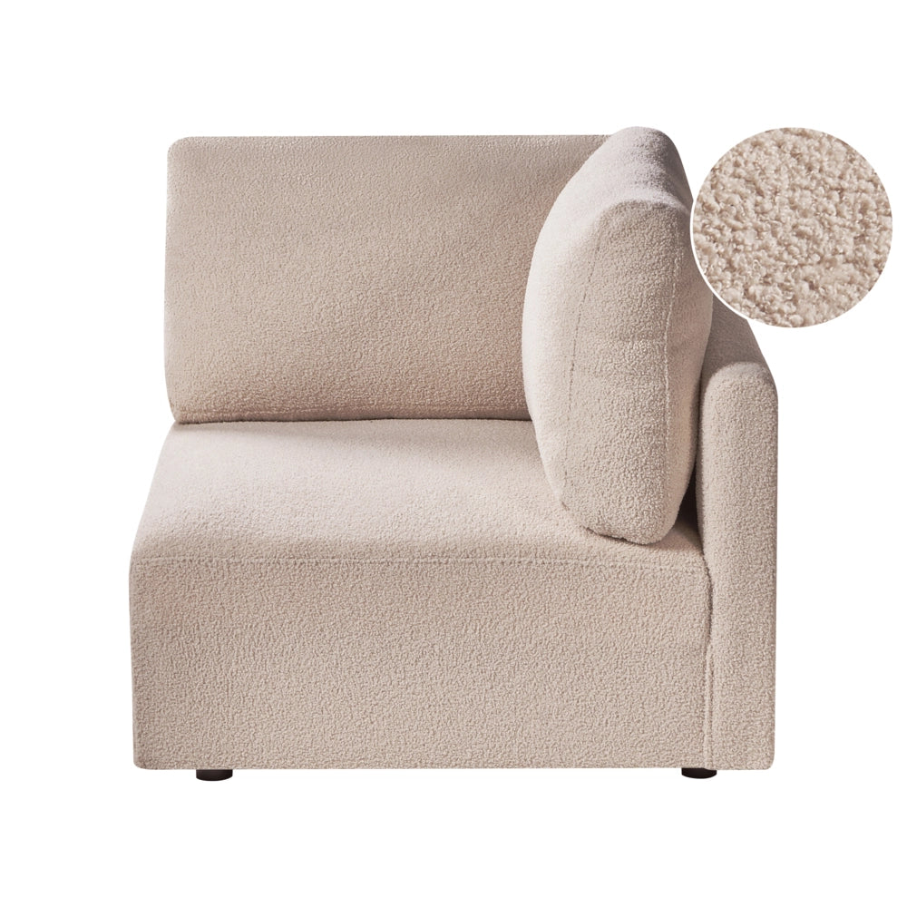 Modulo angolare sinistro Rivestimento in bouclé beige Divano a 1 posto Sezione Soggiorno in stile moderno