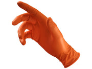 GUANTI MONOUSO IN NITRILE 'GARAGE MONKEY' DPI 3 ?Finitura zigrinata Col. Arancione tg.  L (50 pezzi)