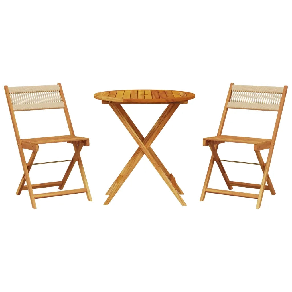 Set da Bistrot 3pz Beige in Polipropilene e Legno Massello 3281843
