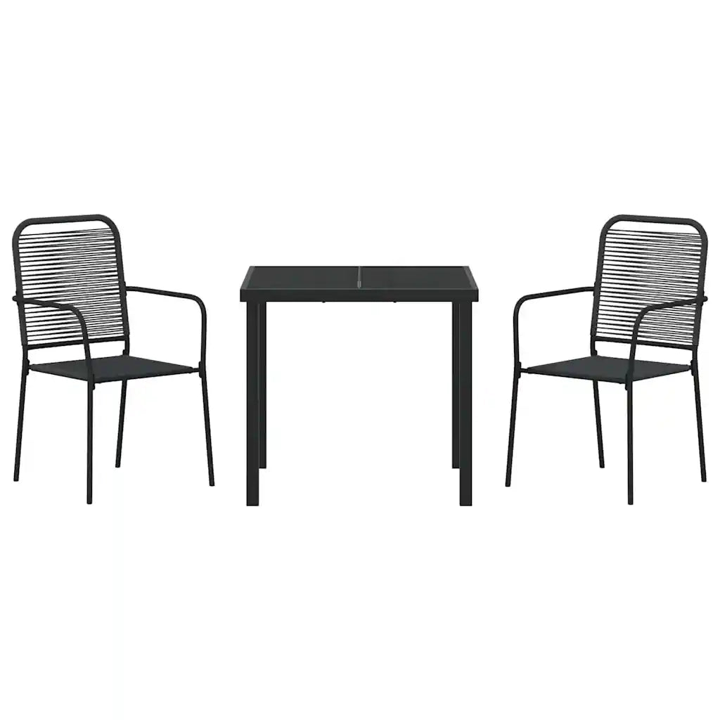 Set da Pranzo per Giardino 3 pcs Nero 3379156