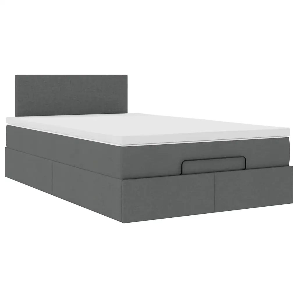 Pouf Letto con Materasso e LED Grigio Scuro 120x190 cm Tessuto 3312209