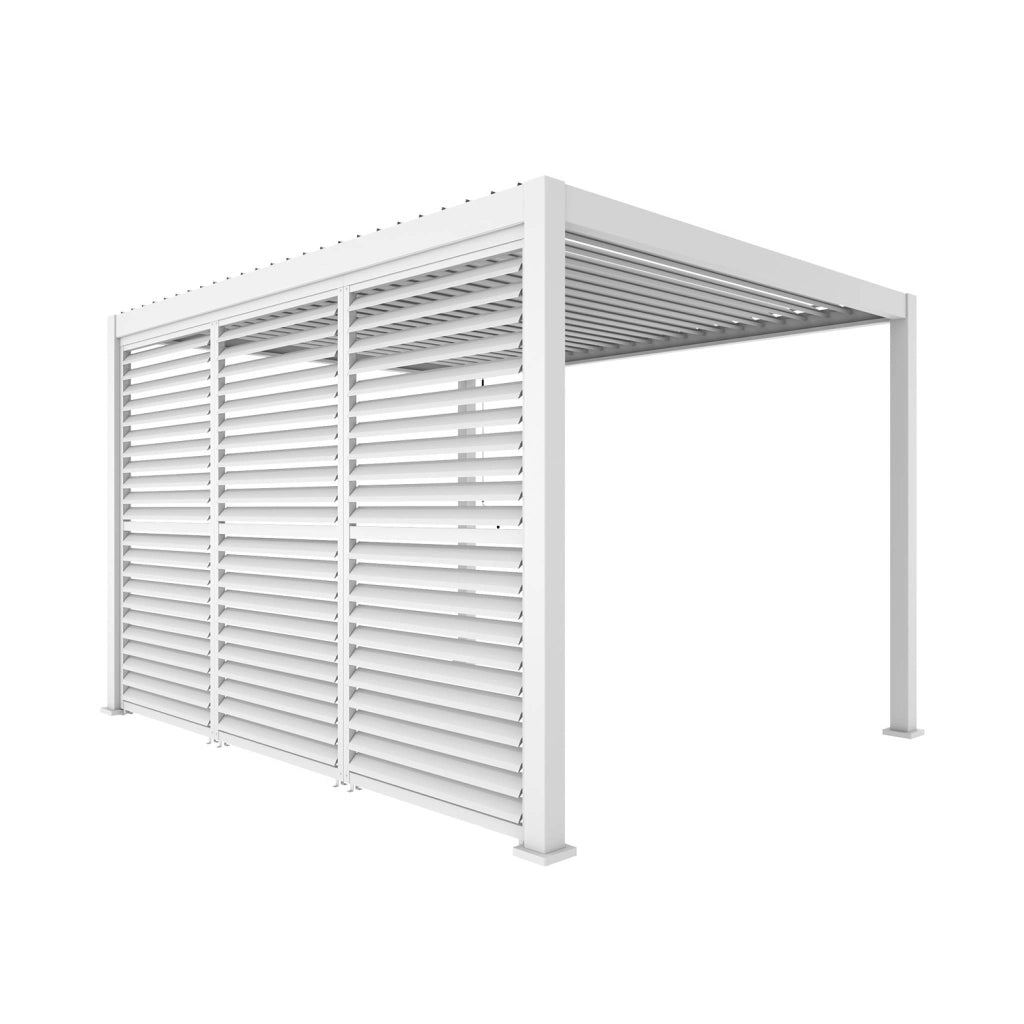 Pergola bioclimatica 3x4m in alluminio  + 3 persiane 1.3m a lamelle