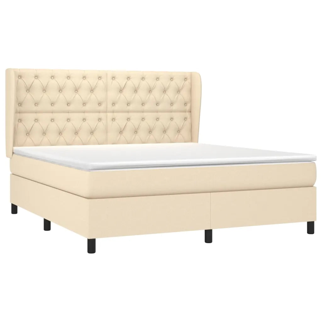 Giroletto a Molle con Materasso Crema 160x200 cm in Tessuto cod mxl 35721