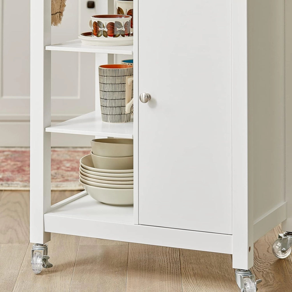 Carrello cucina con cassetti Credenza cucina con ruote moderno Mobiletto cucina salvaspazio piano lavoro in legno L68*P40*A86 cm bianco FKW46-WN