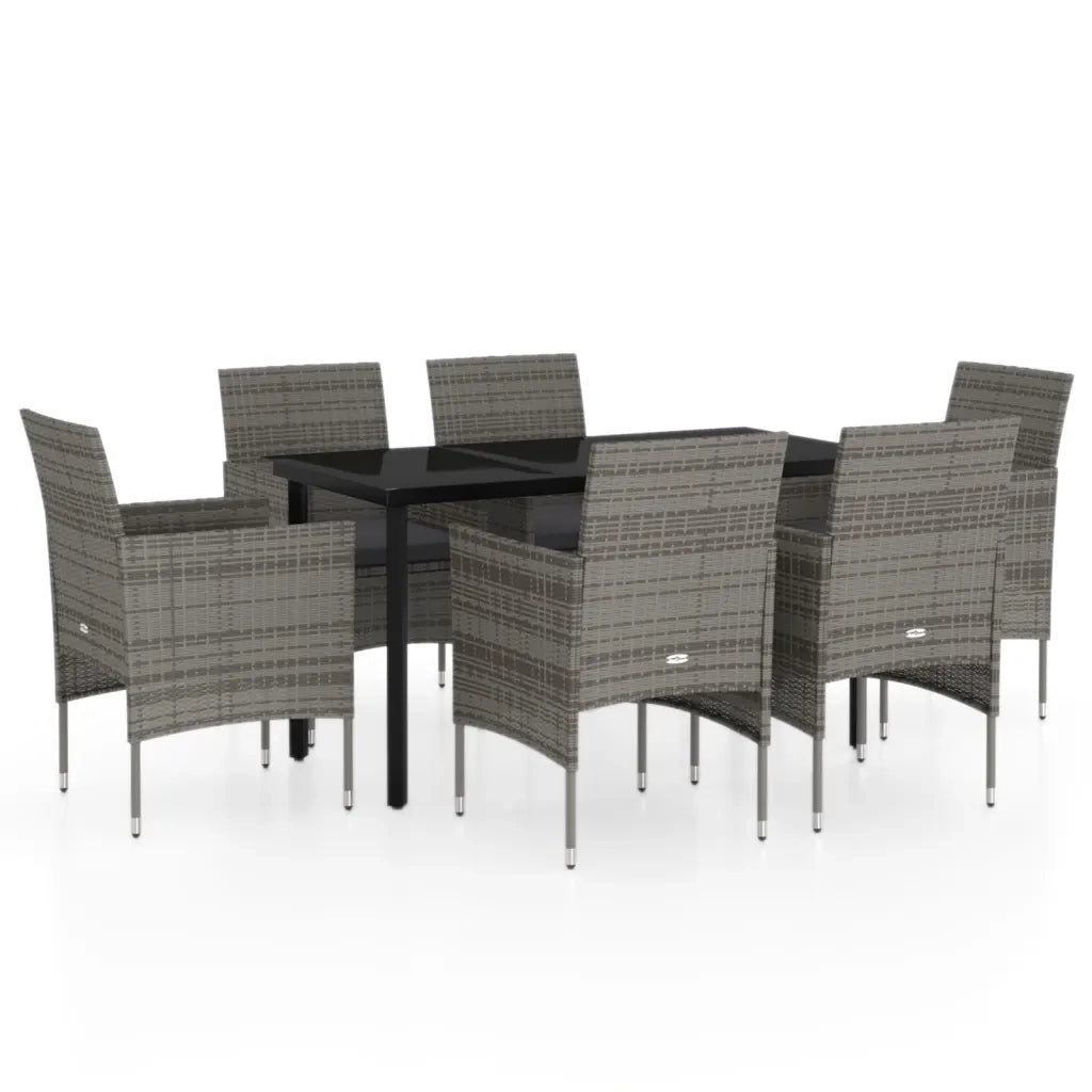 Set da Pranzo da Giardino 7 pz con Cuscini Grigio e Nero 3099290