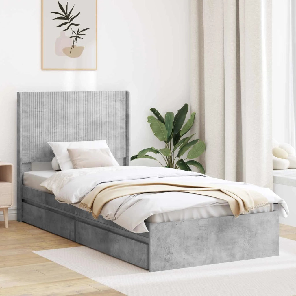 Struttura del letto con stoccaggio e testata Grigio Cemento 3414070
