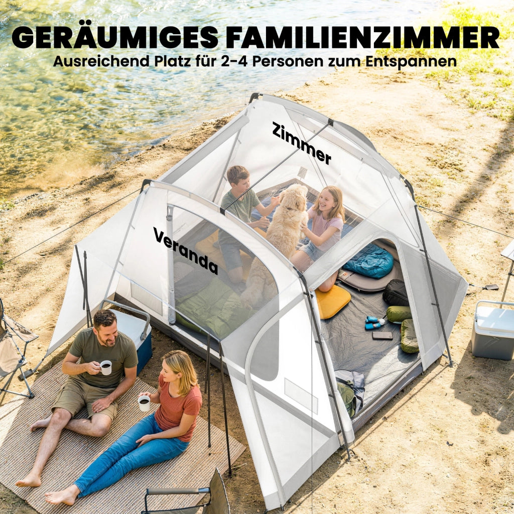 Tenda da campeggio per auto 2-4 persone ¨C Xylo ¨C 320x280x205cm impermeabile con 4 porte finestre