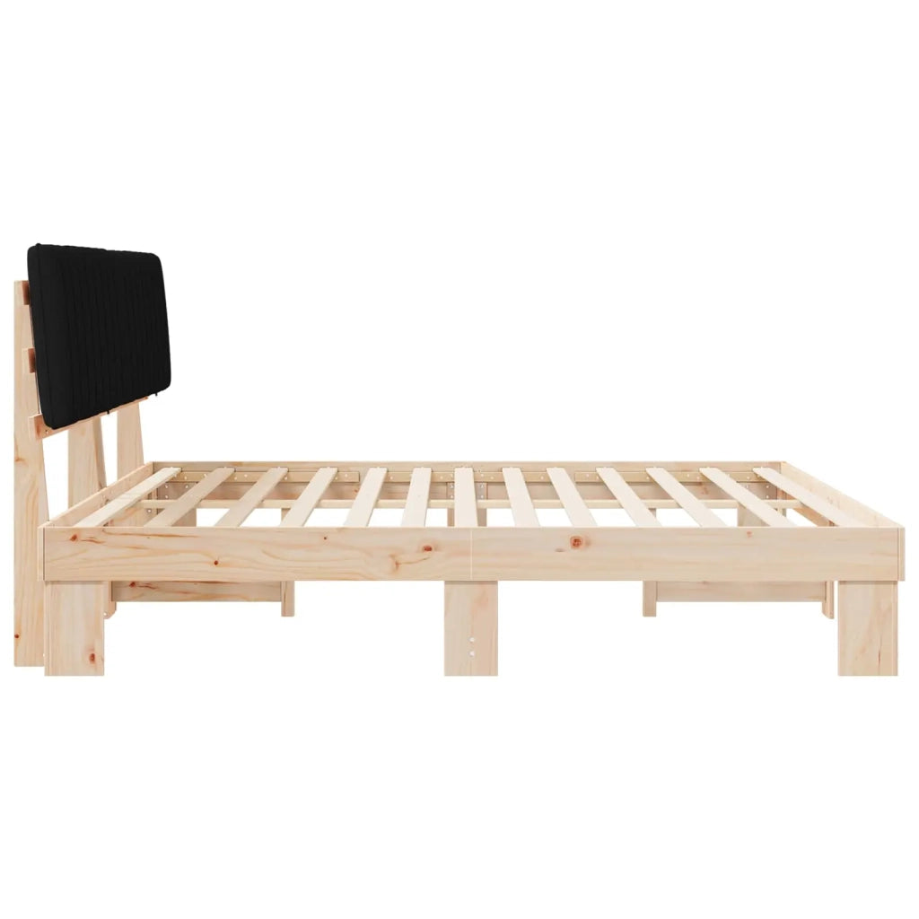Letto con Testiera Rivestita Nero 200 x 200 cm Pino massello 3398096