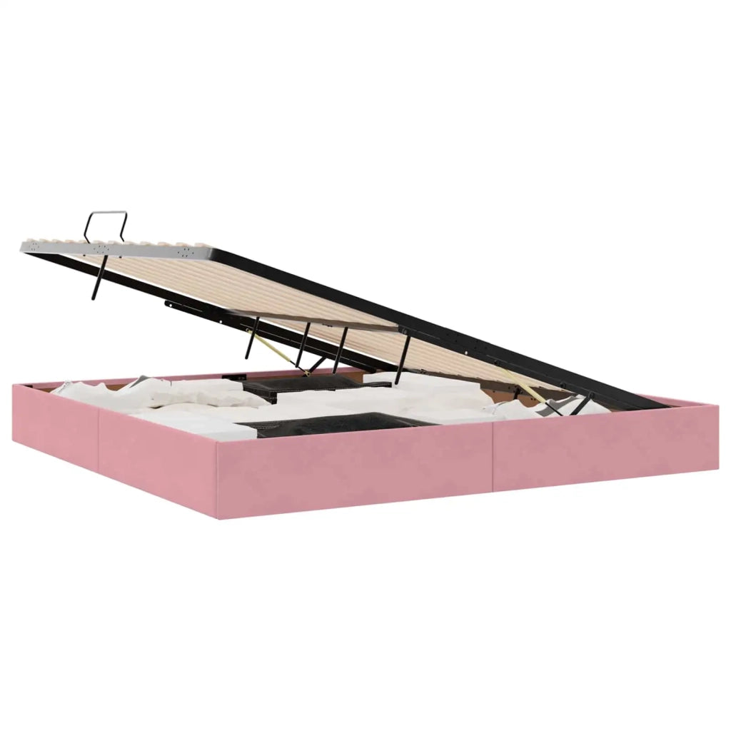 Letto ottomano con archiviazione Rosa 200 x 200 cm Velluto 3442909