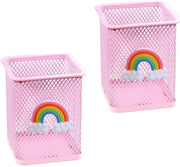 Set di 2 penne per bambina, penne tappo metallico con penne arcobaleno, penne per ufficio per articoli da ufficio, regalo per bambine (rosa)