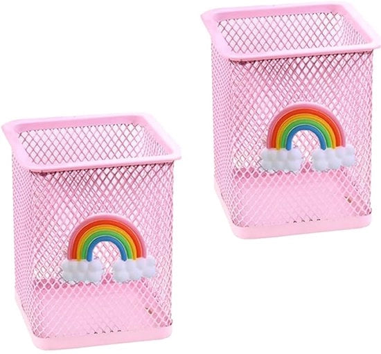 Set di 2 penne per bambina, penne tappo metallico con penne arcobaleno, penne per ufficio per articoli da ufficio, regalo per bambine (rosa)