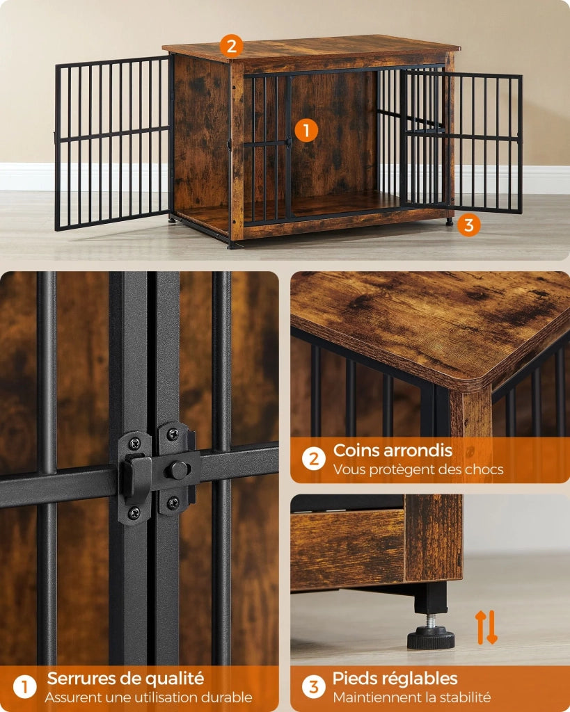 Mobili per trasportino per cani tavolino laterale cuccia moderna per cani fino a 32 kg robusta cuccia per cani con fondo solido cuccia per cani a doppia porta 12_0005317
