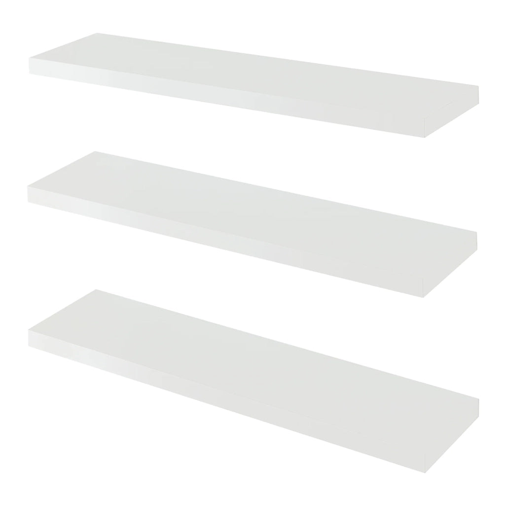 Set di 3 mensole da parete moderno mobile contenitore 80 x 20 x 4 cm bianco 03_0009781