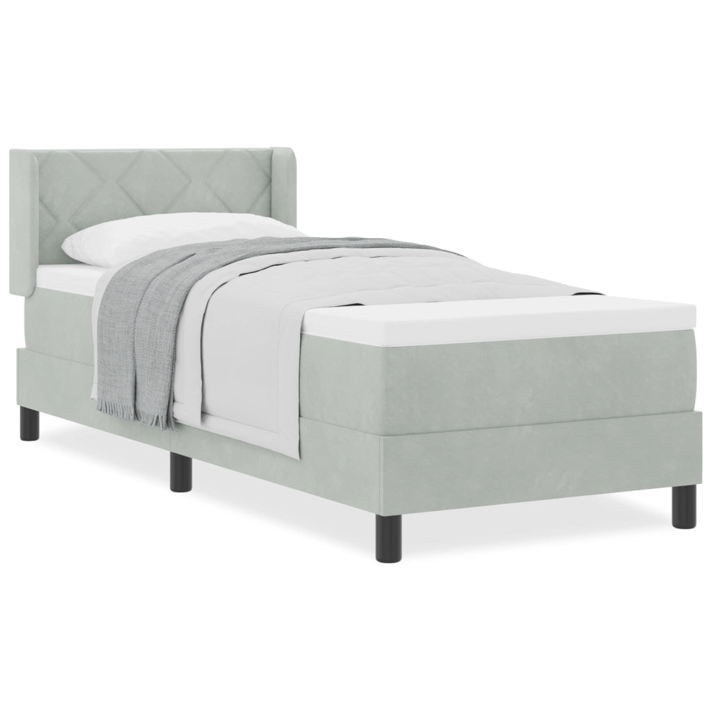 Letto Box Spring con Materasso Grigio Chiaro 80x200 cm Velluto