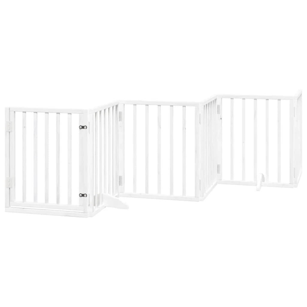 Cancelletto di sicurezza per animali domestici porta pieghevole 15 pannelli legno di pioppo bianco 02_0023202