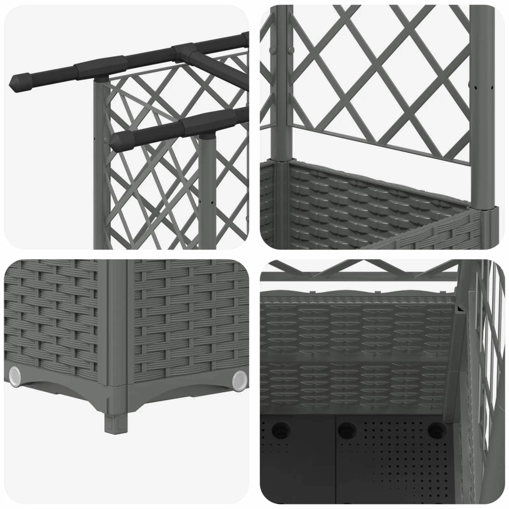 Letto Rialzato con Griglia e Tetto Grigio Chiaro PP 42032598