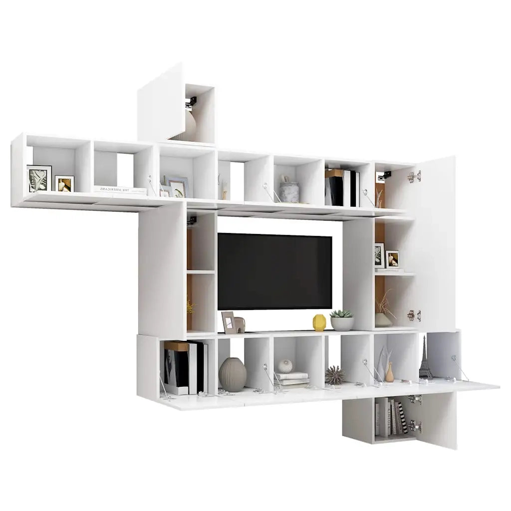 Set Mobili Porta TV 10 pz Bianco in Legno Multistrato 3078737