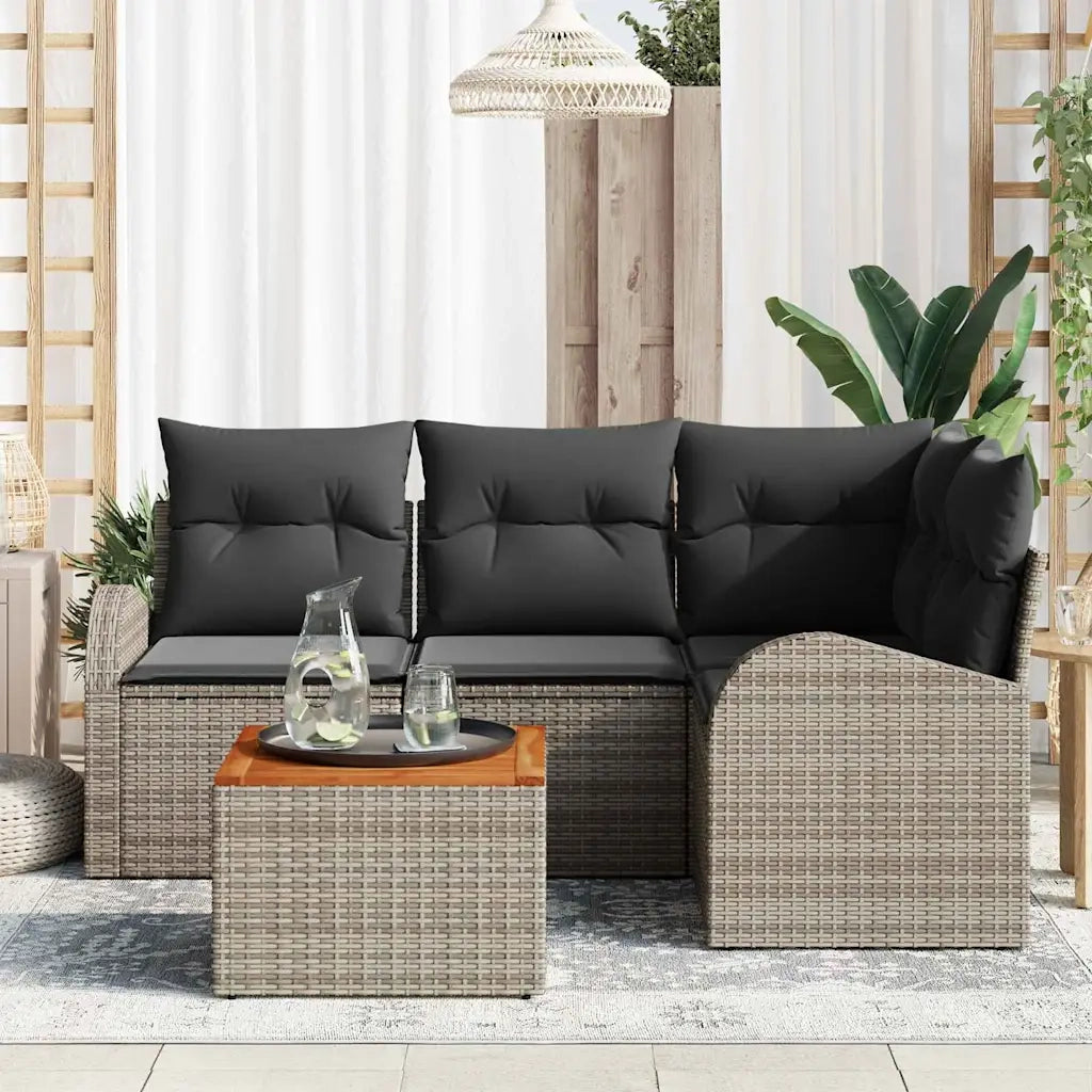 Set Divano da Giardino 5 pcs Grigio polyrattan 3356242