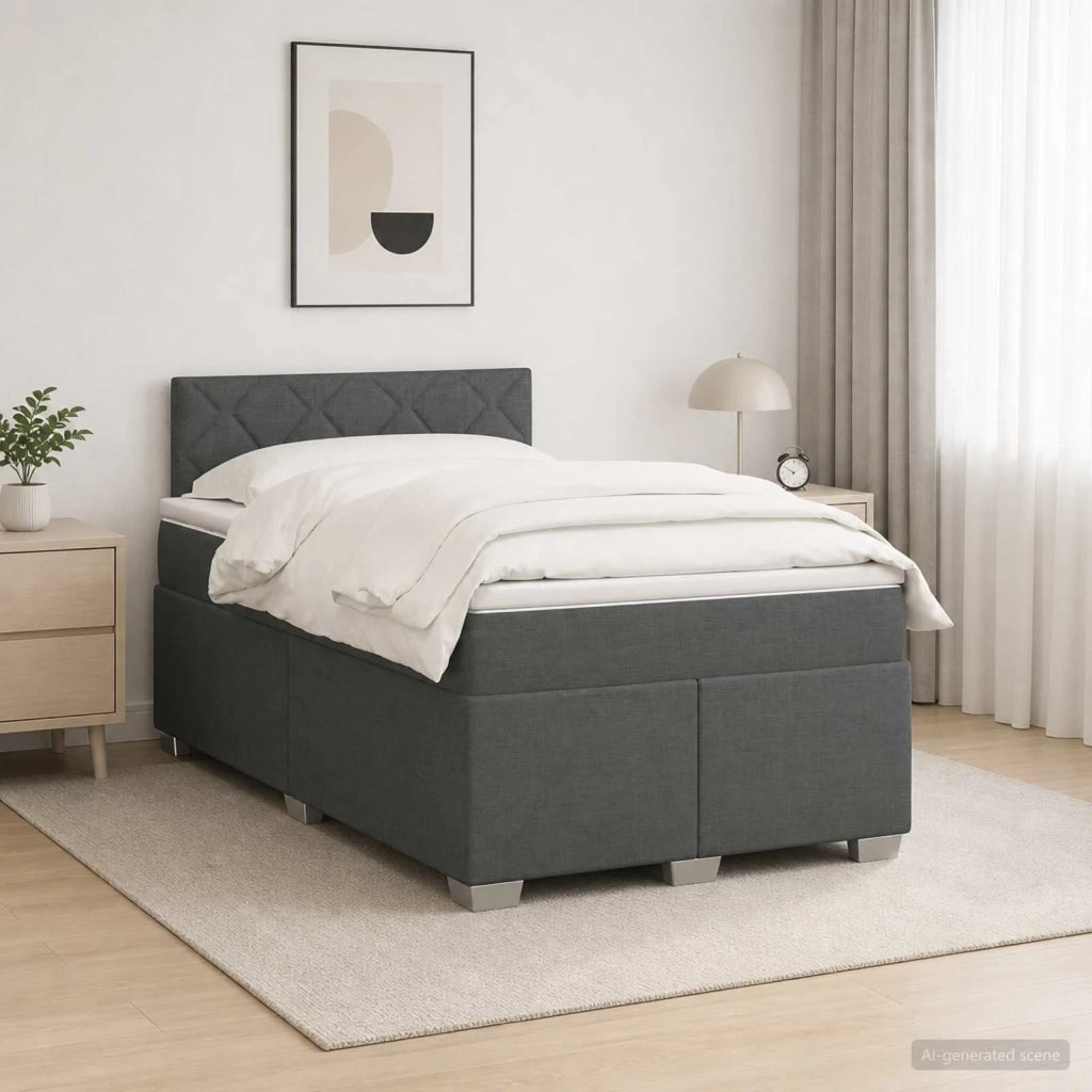 Letto con Box Spring, Materasso e LED Grigio Scuro 120 x 190 cm 3451904