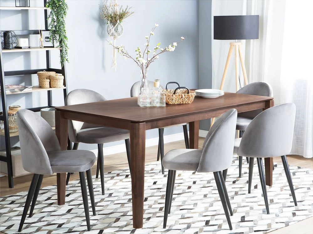 Tavolo da pranzo impiallacciato noce scuro 160 x 90 cm Rettangolare Stile tradizionale