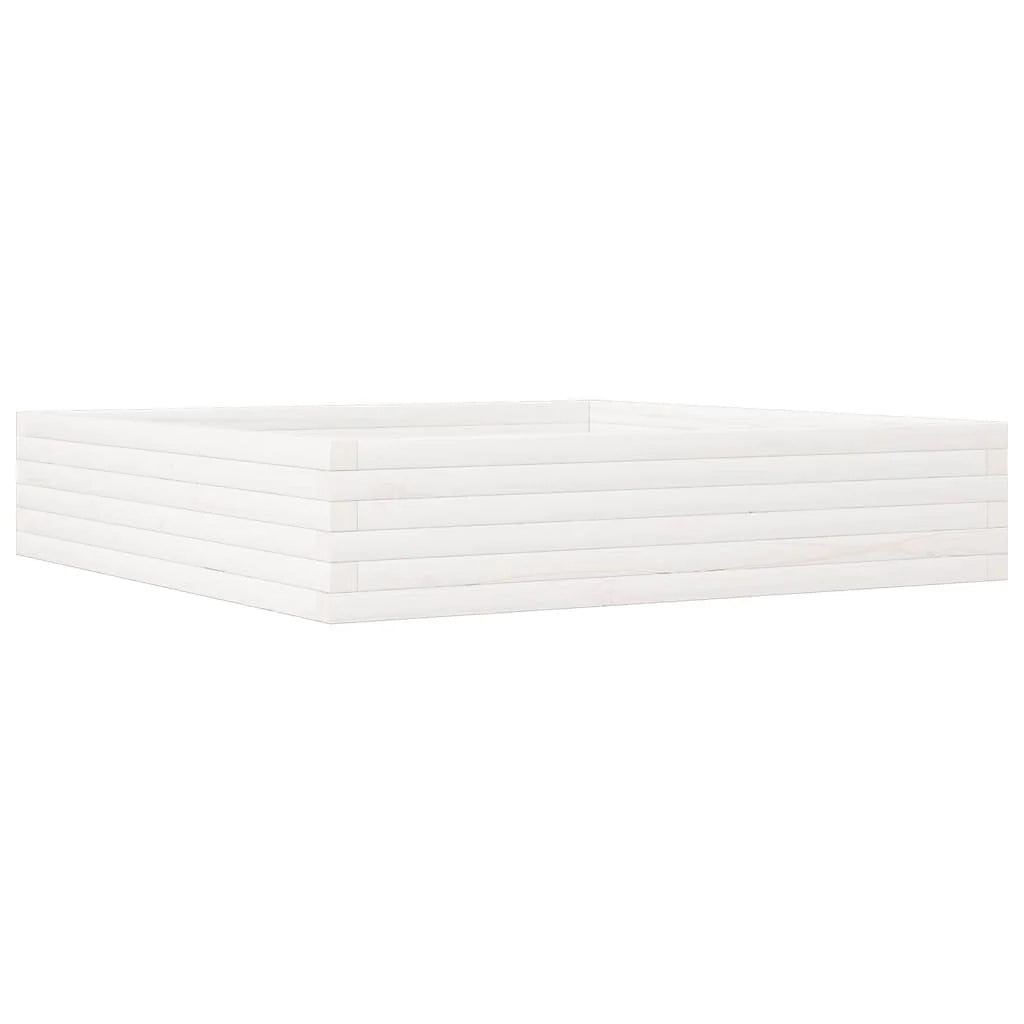 Fioriera rialzata per piante fiori terrazza giardino 110 x 110 x 23 cm legno di pino massiccio bianco 02_0037299