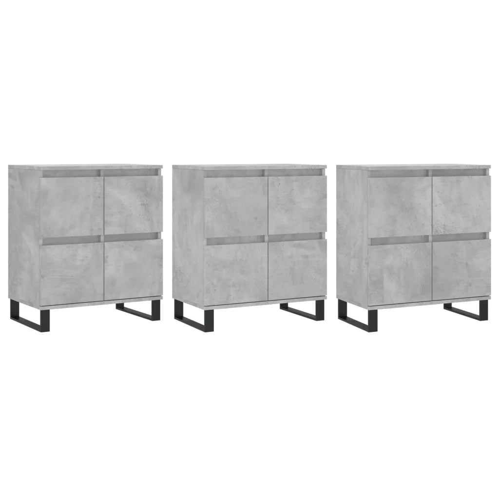 Credenze 3 pz | Madia | Buffet da pranzo | Armadio da pranzo Grigio Cemento in Legno Multistrato