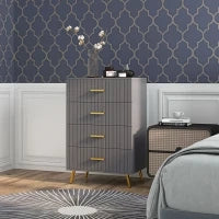 Cassettiera 4 Cassetti Moderna in Legno e Alluminio, 60x40x90 cm, Oro e Grigio Scuro