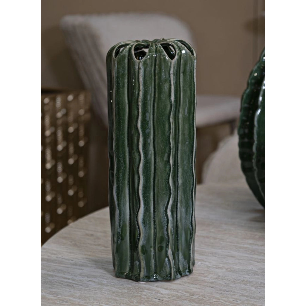 Vaso Decorativo VKH848, Verde, Ceramica, 12x12x31,5 cm