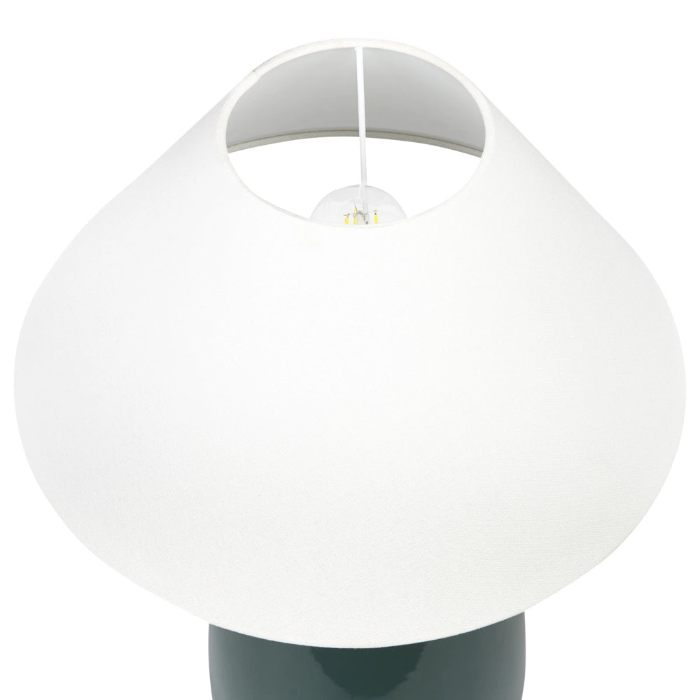 Lampada da tavolo Base ceramica verde scuro Paralume in tessuto Illuminazione d'ambiente Lampada da tavolo da comodino