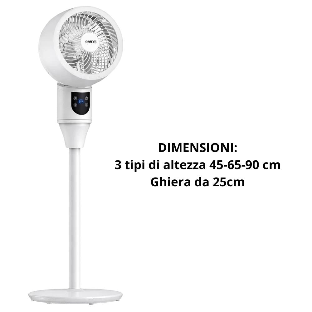 Ventilatore circolare a piantana zephir 3 velocità 3 altezze 45-65-90 cm *** colore bianco, confezione 1