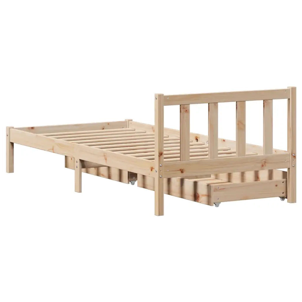 Letto senza Materasso-Struttura Letto 75x190 cm in Legno Massello Pino 518463