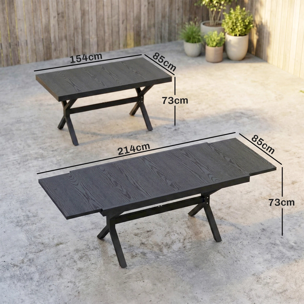 Tavolo da pranzo allungabile per esterno ¨C zephmum ¨C grigio 154x214 cm