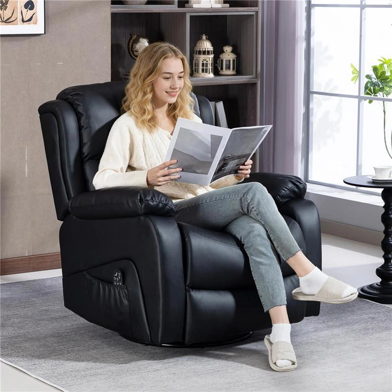 POLTRONA RELAX RECLINABILE CON 8 PUNTI MASSAGGIANTI, RISCALDANTI E POGGIAPIEDI, 87X97X100 CM, NERO
