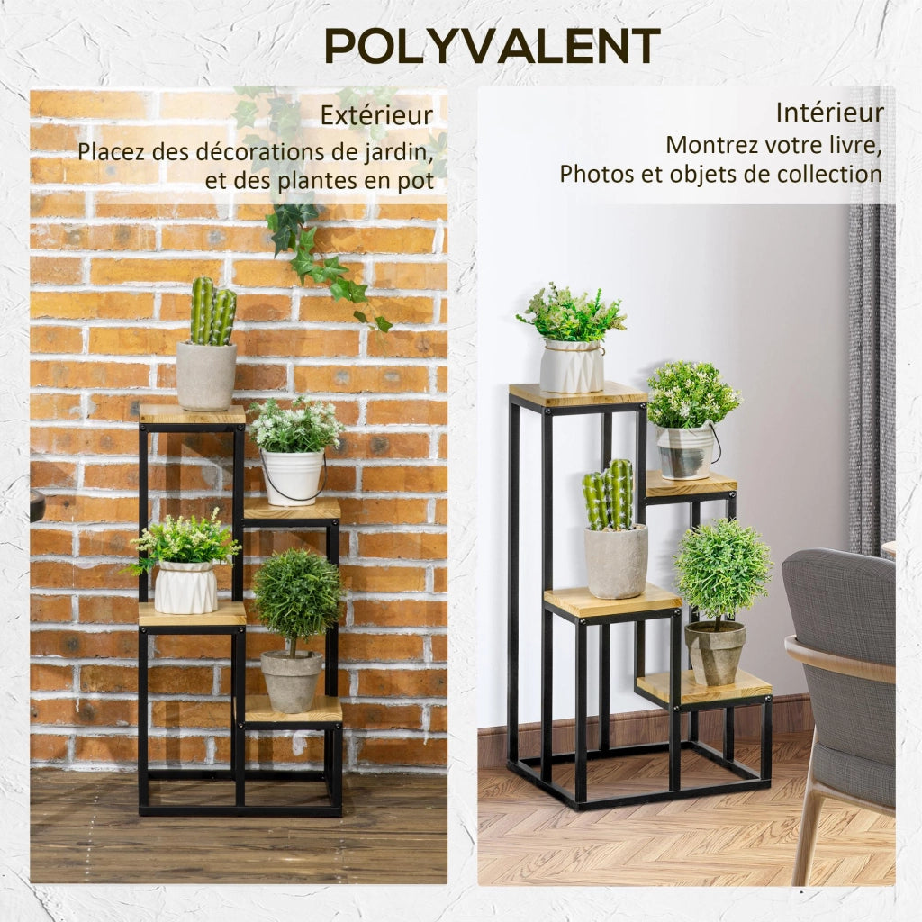 Libreria a 4 ripiani per piante ¨C Zephmum ¨C Metallo e legno 34x34x66 cm