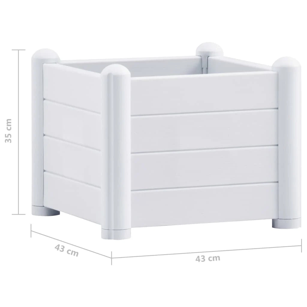 Fioriera aiuola rialzata piante fiori giardino PP 43 x 43 cm bianco 02_0001225